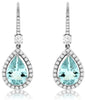 3.76CT DIAMOND & AAA AQUAMARINE 14KT WHITE GOLD PEAR SHAPE HALO HANGING EARRINGS