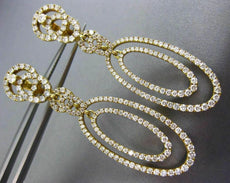 ESTATE LARGE 3.21CT DIAMOND 18KT YELLOW GOLD 3D OVAL CHANDELIER HANGING EARRINGS