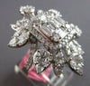 ESTATE EXTRA LARGE 4.06CT DIAMOND 18KT WHITE GOLD 3D SQUARE FLOWER COCKTAIL RING