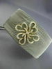 ESTATE WIDE .62CT DIAMOND 18K GOLD & STAINLESS STEEL FLOWER MESH BANGLE BRACELET