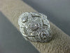 ANTIQUE WIDE .42CT DIAMOND 14KT WHITE GOLD 3D 3 STONE HALO FILIGREE RING #1330