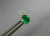 ESTATE .60CT DIAMOND & AAA EMERALD 14KT WHITE GOLD 3D ROUND STUD EARRINGS #26659