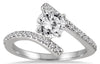 ESTATE 1.01CT DIAMOND 14KT WHITE GOLD 3D SOLITAIRE CRISS CROSS ENGAGEMENT RING