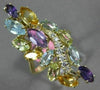 ESTATE LARGE 6.16CT DIAMOND & AAA MULTI GEM 14KT ROSE GOLD CLUSTER LEAF FUN RING