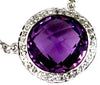 4.08CT DIAMOND & AAA AMETHYST 14KT WHITE GOLD ROUND HALO CLASSIC LOVE NECKLACE