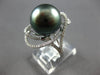 ESTATE LARGE .47CT DIAMOND & AAA TAHITIAN PEARL 18KT WHITE GOLD FLOWER LOVE RING
