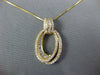 .5CT DIAMOND 14K YELLOW GOLD ROUND & BAGUETTE DOUBLE OVAL HALO LOVE KNOT PENDANT