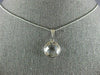ESTATE AAA CRYSTAL 14KT WHITE GOLD 3D CLASSIC BEZEL ROUND PENDANT