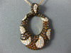 LARGE 2.21CT WHITE & ORANGE DIAMOND 18K ROSE GOLD 3D TEAR DROP MOON OVAL PENDANT