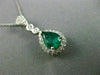 ANTIQUE 1.31CT DIAMOND & COLOMBIAN EMERALD 14KT WHITE GOLD PEAR PENDANT #21007