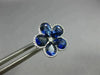 ESTATE LARGE 3.98CT DIAMOND & AAA SAPPHIRE 18KT WHITE GOLD FLOWER STUD EARRINGS