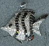 1.51CT WHITE & BLACK DIAMOND 14KT WHITE GOLD 3D LUCKY FISH FUN FLOATING PENDANT
