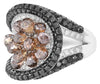 LARGE 6.7CT WHITE & BLACK & FANCY COLOR DIAMOND 14KT WHITE GOLD 3D COCKTAIL RING