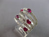 EXTRA LARGE 2.66CT DIAMOND & AAA RUBY 14K WHITE GOLD OVAL & ROUND MULTI ROW RING