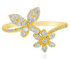 .45CT DIAMOND 14KT YELLOW GOLD 3D CLASSIC BUTTERFLY FLOWER CRISS CROSS LOVE RING