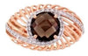 ESTATE 2.35CT DIAMOND & AAA SMOKY TOPAZ 14KT ROSE GOLD 3D HALO FLOWER FUN RING