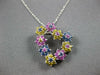 ESTATE 1.23CT AAA MULTI COLOR SAPPHIRE 14KT WHITE GOLD 3D HEART FLOATING PENDANT