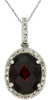 3.18CT DIAMOND & AAA GARNET 14K WHITE GOLD 3D OVAL & ROUND HALO FLOATING PENDANT