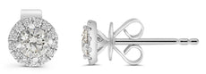 .50CT DIAMOND 14KT WHITE GOLD ROUND CLASSIC SOLITAIRE HALO MARTINI STUD EARRINGS
