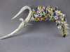 EXTRA LARGE 9.10CT DIAMOND & AAA MULTI COLOR SAPPHIRE 14KT WHITE GOLD BROOCH PIN