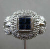 ESTATE WIDE 1.02CT DIAMOND & SAPPHIRE 14KT WHITE GOLD 3D SQUARE FRIENDSHIP RING