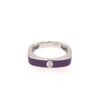 ESTATE .03CT DIAMOND & PURPLE ENAMEL 18KT WHITE GOLD 3D SOLITAIRE ROUND FUN RING
