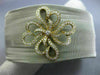 ESTATE WIDE .62CT DIAMOND 18K GOLD & STAINLESS STEEL FLOWER MESH BANGLE BRACELET