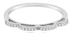 ESTATE .10CT DIAMOND 14KT WHITE GOLD 3D CLASSIC CROWN WEDDING ANNIVERSARY RING