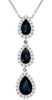 1.08CT DIAMOND & AAA SAPPHIRE 14KT WHITE GOLD PEAR SHAPE 3 STONE HALO NECKLACE