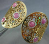 WIDE 8.03CT DIAMOND & AAA PINK SAPPHIRE 18KT YELLOW & ROSE GOLD BANGLE BRACELET