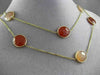 ANTIQUE EXTRA LONG 14KT YELLOW GOLD AAA MULTI FACET AGATE BY THE YARD NECKLACE