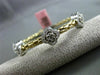 ESTATE 1.30CT DIAMOND 14K WHITE & YELLOW GOLD 3D FLOWER FLEXIBLE BANGLE BRACELET