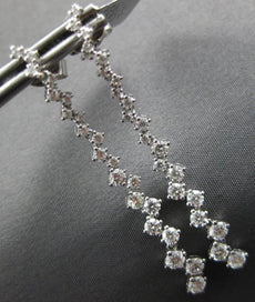 ESTATE 1.50CT DIAMOND 18K WHITE GOLD CRISS CROSS CHANDELIER FUN HANGING EARRINGS