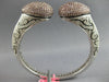 EXTRA LARGE 7.28CT WHITE & PINK DIAMOND 18KT WHITE GOLD 3D CUFF BANGLE BRACELET