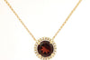 ESTATE 2.34CT DIAMOND & AAA EF GARNET 14K WHITE GOLD 3D ROUND HALO LOVE NECKLACE