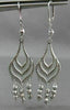 ANTIQUE LONG SEASHELL 14KT WHITE GOLD DIAMOND CUT CHANDELIER EARRINGS #19425