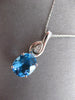 ESTATE LARGE 3.3CT DIAMOND & AAA BLUE TOPAZ 14KT WHITE GOLD OVAL & ROUND PENDANT