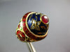 1.21CT ROSE CUT DIAMOND & AAA RUBY & ENAMEL 22KT YELLOW GOLD 3D HANDCRAFTED RING
