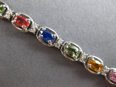 6.76CT DIAMOND & MULTI COLOR SAPPHIRE 14KT WHITE GOLD 3D CLASSIC TENNIS BRACELET