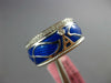 WIDE .30CT DIAMOND & BLUE ENAMEL 18K WHITE GOLD A INITIAL MULTI LEAF ETOILE RING