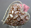 EXTRA LARGE 4.64CT WHITE & PINK DIAMOND 18K WHITE & ROSE GOLD 3D HEART LOVE RING