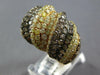 LARGE 5.92CT WHITE & MULTI COLOR DIAMOND 18KT YELLOW GOLD 3D MULTI ROW FUN RING