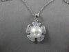 ANTIQUE DIAMOND 8MM SEA PEARL FLOWER 14K WHITE GOLD PENDANT