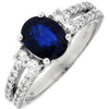 ESTATE 2.05CT DIAMOND & AAA SAPPHIRE 14K WHITE GOLD OVAL & ROUND ENGAGEMENT RING
