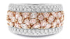 LARGE 3.10CT PINK & WHITE DIAMOND 18KT WHITE & ROSE GOLD 3 ROW ANNIVERSARY RING
