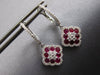 1.37CT DIAMOND & AAA RUBY 14KT WHITE GOLD 3D GEOMETRICAL FLOWER HANGING EARRINGS