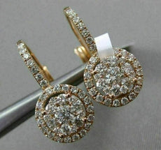 ESTATE .86CT DIAMOND 18K ROSE GOLD 3D CLUSTER CLASSIC LEVERBACK HANGING EARRINGS