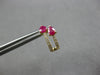 1.03CT DIAMOND & AAA RUBY 14KT YELLOW GOLD 3D PEAR SHAPE & ROUND HUGGIE EARRINGS