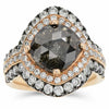 LARGE 4.96CT WHITE & BLACK DIAMOND 18KT ROSE & BLACK GOLD 3D ENGAGEMENT RING