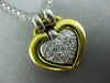 ESTATE LARGE .55CT DIAMOND PLATINUM & 18KT YELLOW GOLD DOUBLE HEART PENDANT #310